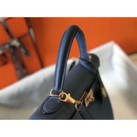 Migliore Repliche Borsa Hermes Kelly 32cm Retourne blu agata Clemence Economiche Outlet Online