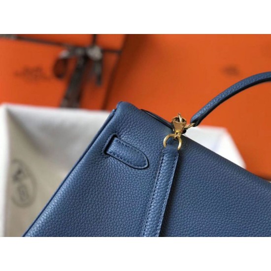 Migliore Repliche Borsa Hermes Kelly 32cm Retourne blu agata Clemence Economiche Outlet Online