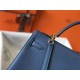 Migliore Repliche Borsa Hermes Kelly 32cm Retourne blu agata Clemence Economiche Outlet Online