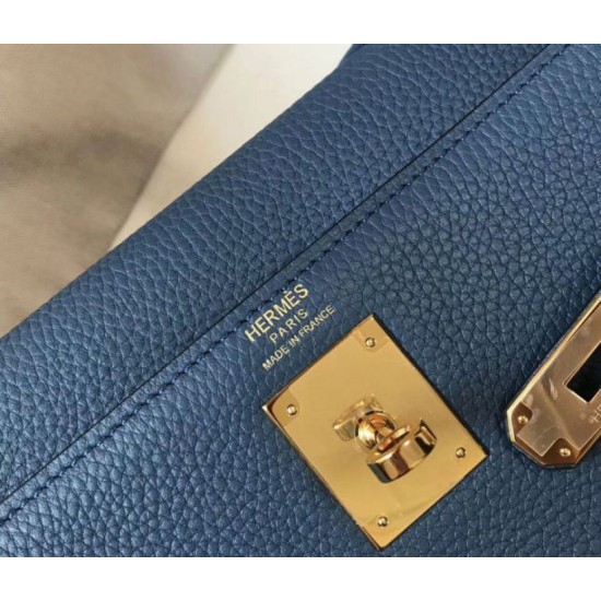 Migliore Repliche Borsa Hermes Kelly 32cm Retourne blu agata Clemence Economiche Outlet Online