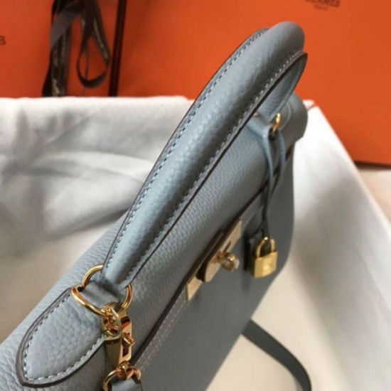 Perfette Qualità Repliche Hermes Kelly 32cm Retourne Borsa Blu Lin Clemence Imitazione