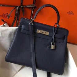 Migliore Repliche Hermes Kelly 32cm Retourne Borsa Blu Navy Clemence Economiche Outlet Online
