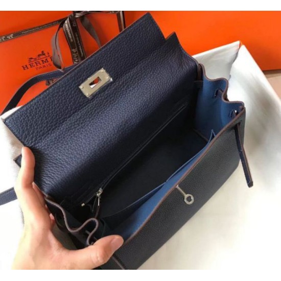 Migliore Repliche Hermes Kelly 32cm Retourne Borsa Blu Navy Clemence Economiche Outlet Online