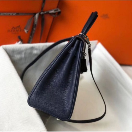 Migliore Repliche Hermes Kelly 32cm Retourne Borsa Blu Navy Clemence Economiche Outlet Online
