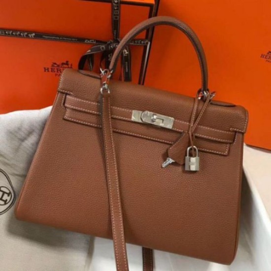 Perfette Qualità Repliche Hermes Kelly 32cm Retourne Borsa Oro Clemence Imitazione