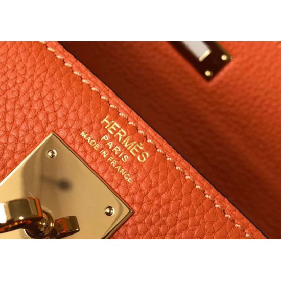 Migliore Repliche Hermes Kelly 32cm Retourne Borsa Arancione Clemence Economiche Outlet Online
