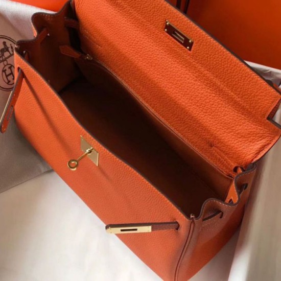 Migliore Repliche Hermes Kelly 32cm Retourne Borsa Arancione Clemence Economiche Outlet Online