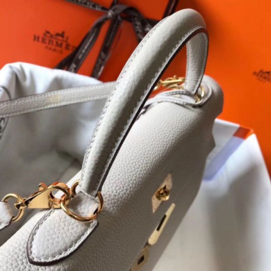 Replica perfetta Hermes Kelly 32cm Retourne Borsa Grigio Perla Clemence Imitazione Outlet Online
