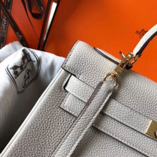 Replica perfetta Hermes Kelly 32cm Retourne Borsa Grigio Perla Clemence Imitazione Outlet Online