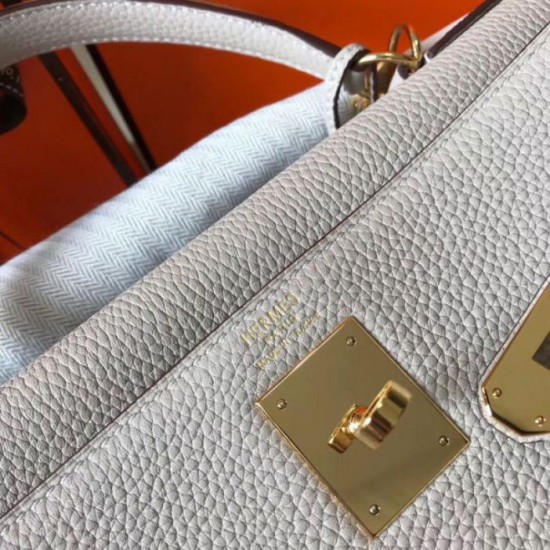 Replica perfetta Hermes Kelly 32cm Retourne Borsa Grigio Perla Clemence Imitazione Outlet Online
