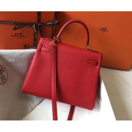 Miglior Falso Hermes Kelly 32cm Retourne Borsa Rossa Clemence Economiche Premium