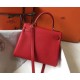 Miglior Falso Hermes Kelly 32cm Retourne Borsa Rossa Clemence Economiche Premium