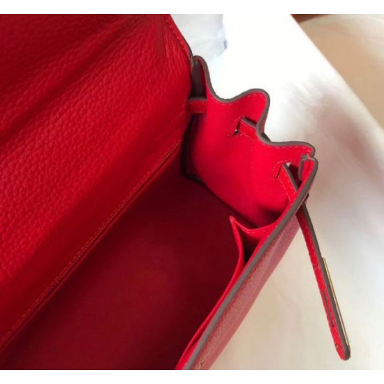 Miglior Falso Hermes Kelly 32cm Retourne Borsa Rossa Clemence Economiche Premium