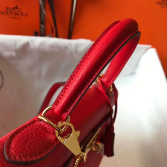 Miglior Falso Hermes Kelly 32cm Retourne Borsa Rossa Clemence Economiche Premium