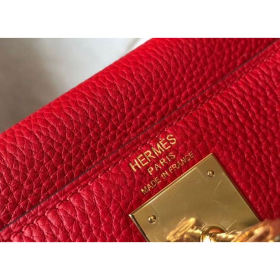 Miglior Falso Hermes Kelly 32cm Retourne Borsa Rossa Clemence Economiche Premium