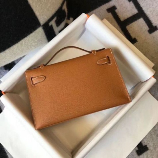 Replica perfetta Hermes Kelly Pochette Borsa Oro Epsom Imitazione Outlet Online