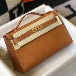 Replica perfetta Hermes Kelly Pochette Borsa Oro Epsom Imitazione Outlet Online