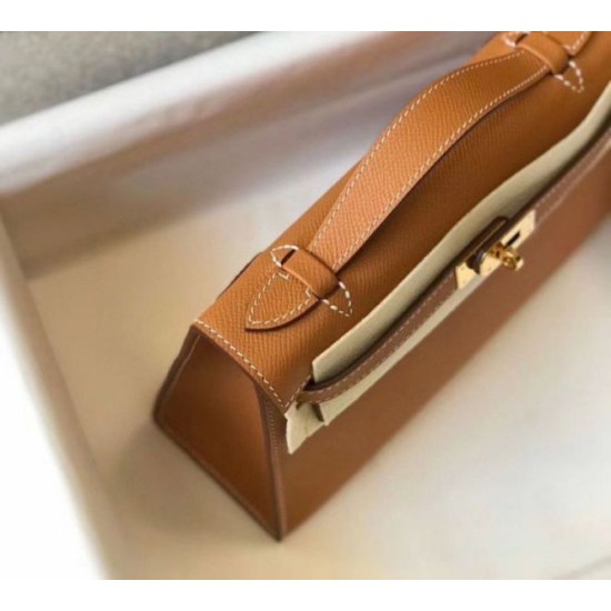 Replica perfetta Hermes Kelly Pochette Borsa Oro Epsom Imitazione Outlet Online