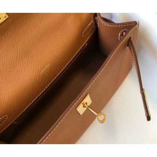 Replica perfetta Hermes Kelly Pochette Borsa Oro Epsom Imitazione Outlet Online