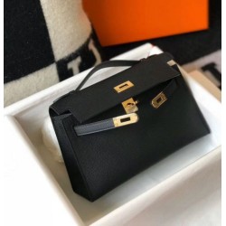 Migliore Repliche Hermes Kelly Pochette Borsa Nero Epsom Economiche Outlet Online