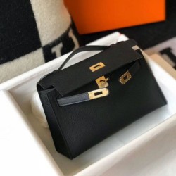 Migliore Repliche Hermes Kelly Pochette Borsa Nero Epsom Economiche Outlet Online