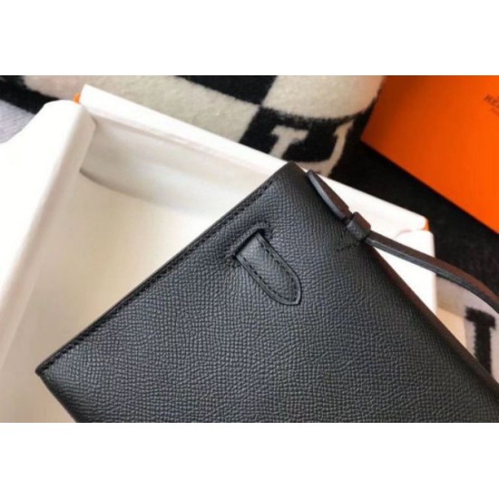 Migliore Repliche Hermes Kelly Pochette Borsa Nero Epsom Economiche Outlet Online