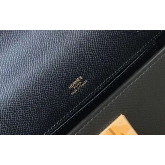 Migliore Repliche Hermes Kelly Pochette Borsa Nero Epsom Economiche Outlet Online