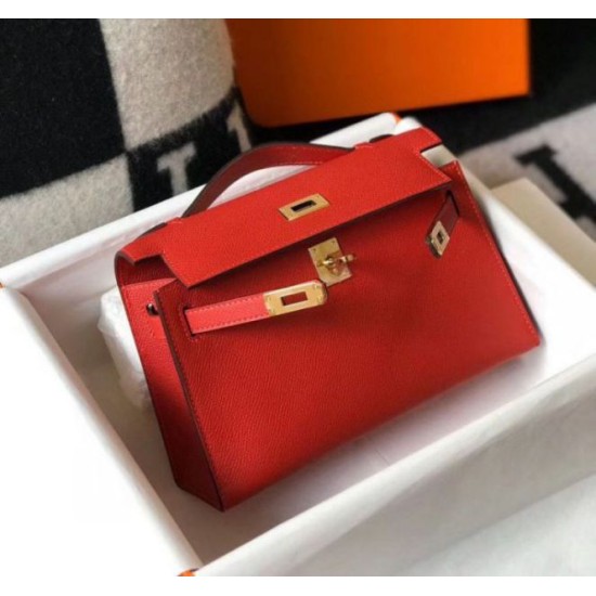 Miglior Falso Hermes Kelly Pochette Borsa Rosso Epsom Economiche Premium