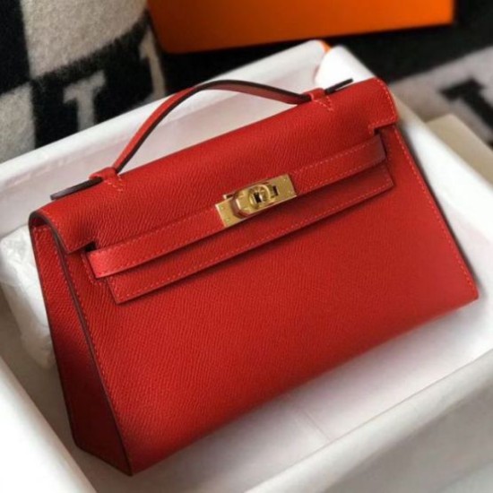 Miglior Falso Hermes Kelly Pochette Borsa Rosso Epsom Economiche Premium