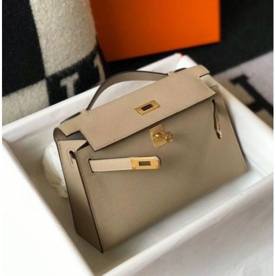 Replica perfetta Hermes Kelly Pochette Borsa Gris Tourterelle Epsom Imitazione Outlet Online
