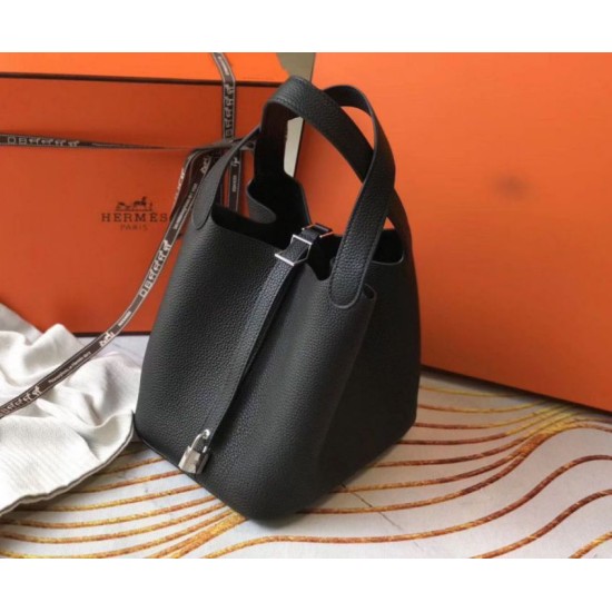 Migliore Repliche Hermes Picotin Lock 18/22 Borsa Nero Clemence Economiche Outlet Online
