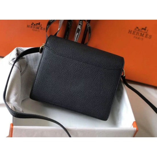 Perfette Qualità Repliche Hermes Sac Roulis Mini Borsa Nero Evercolor Vitello Imitazione