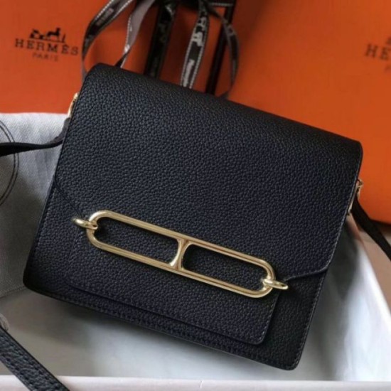 Perfette Qualità Repliche Hermes Sac Roulis Mini Borsa Nero Evercolor Vitello Imitazione