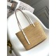 Replica perfetta Loewe Piccolo Square Basket Borsa Raffia e vitello bianca Imitazione Outlet Online