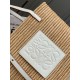 Replica perfetta Loewe Piccolo Square Basket Borsa Raffia e vitello bianca Imitazione Outlet Online