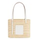Replica perfetta Loewe Piccolo Square Basket Borsa Raffia e vitello bianca Imitazione Outlet Online