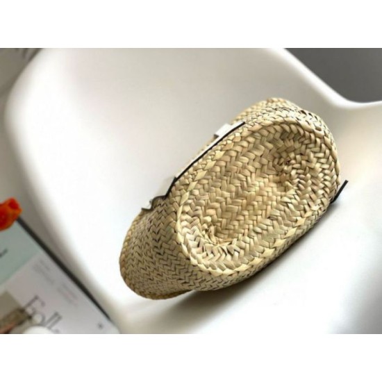 Miglior Falso Loewe Piccolo Basket Borsa Raffia e vitello bianca Economiche Premium