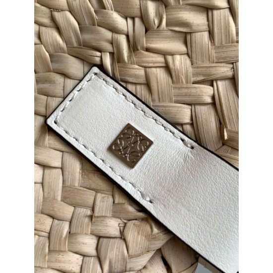 Miglior Falso Loewe Piccolo Basket Borsa Raffia e vitello bianca Economiche Premium