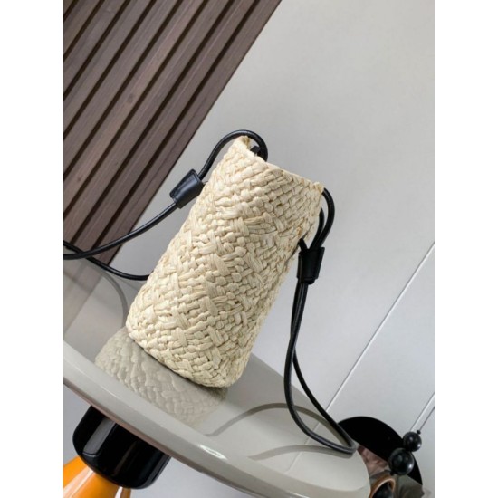 Miglior Falso Loewe Piccolo Anagram Basket Borsa Iraca Palm e Vitello Nero Economiche Premium