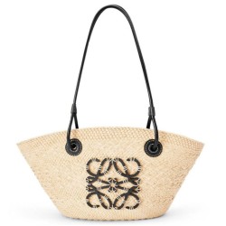 Miglior Falso Loewe Piccolo Anagram Basket Borsa Iraca Palm e Vitello Nero Economiche Premium