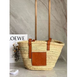 Migliore Repliche Loewe Medium Basket Borsa Raffia e vitello marrone Economiche Outlet Online