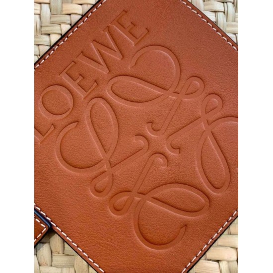 Migliore Repliche Loewe Medium Basket Borsa Raffia e vitello marrone Economiche Outlet Online
