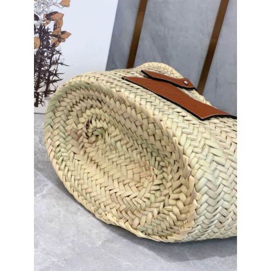 Migliore Repliche Loewe Medium Basket Borsa Raffia e vitello marrone Economiche Outlet Online