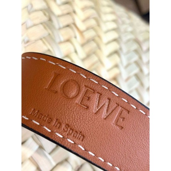 Migliore Repliche Loewe Medium Basket Borsa Raffia e vitello marrone Economiche Outlet Online