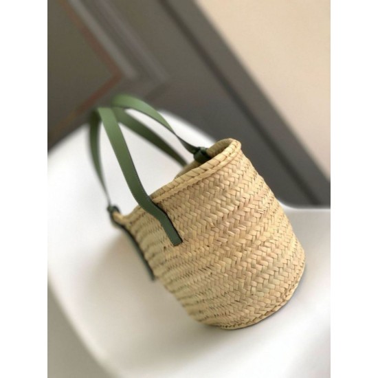 Replica perfetta Loewe Medium Basket Borsa Raffia e vitello rosmarino Imitazione Outlet Online