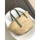 Replica perfetta Loewe Medium Basket Borsa Raffia e vitello rosmarino Imitazione Outlet Online