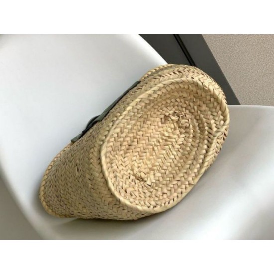 Replica perfetta Loewe Medium Basket Borsa Raffia e vitello rosmarino Imitazione Outlet Online
