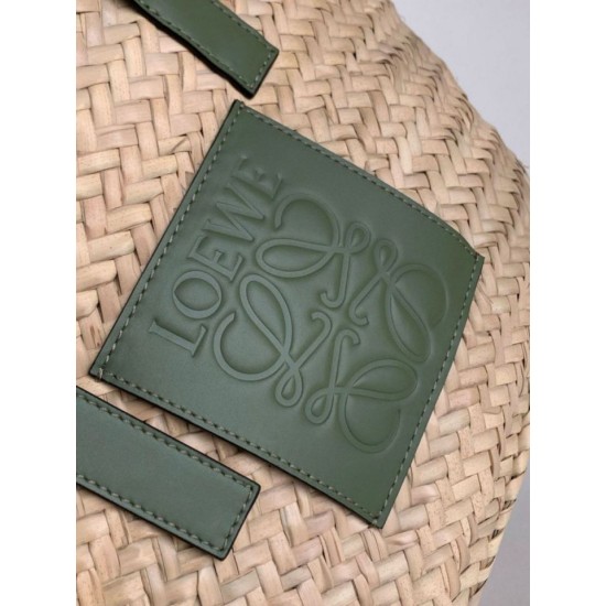 Replica perfetta Loewe Medium Basket Borsa Raffia e vitello rosmarino Imitazione Outlet Online