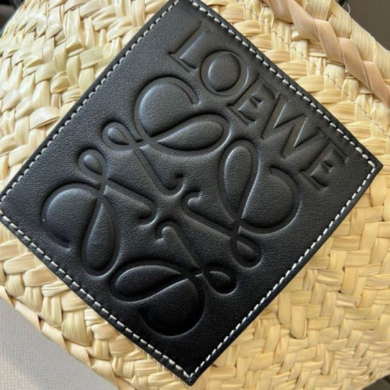 Miglior Falso Loewe Drawstring Bucket Borsa Palm Leaf e vitello nera Economiche Premium