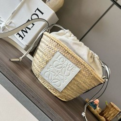 Loewe Drawstring Bucket Borsa Palm Leaf e vitello bianca Replica originale di alta qualità Migliore Repliche Loewe Drawstring Bucket Borsa Palm Leaf e vitello bianca Economiche Outlet Online
